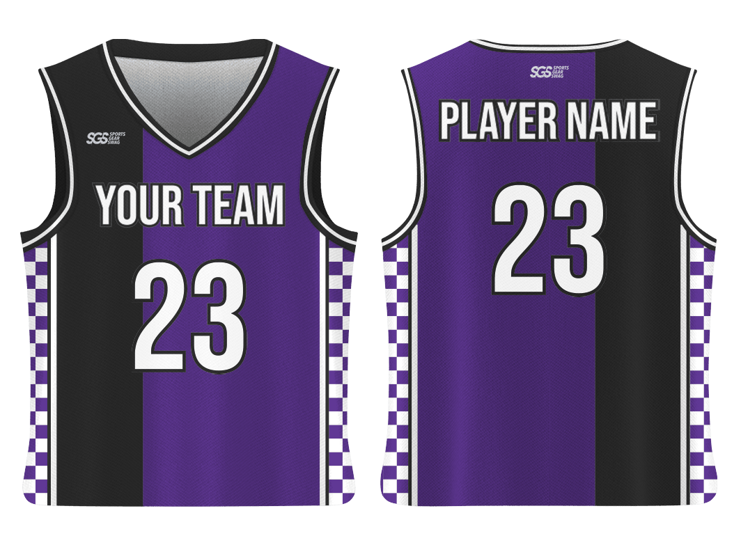 Custom stylish checkered collection adult youth unisex basketball jersey - reversible uniform - Jersey