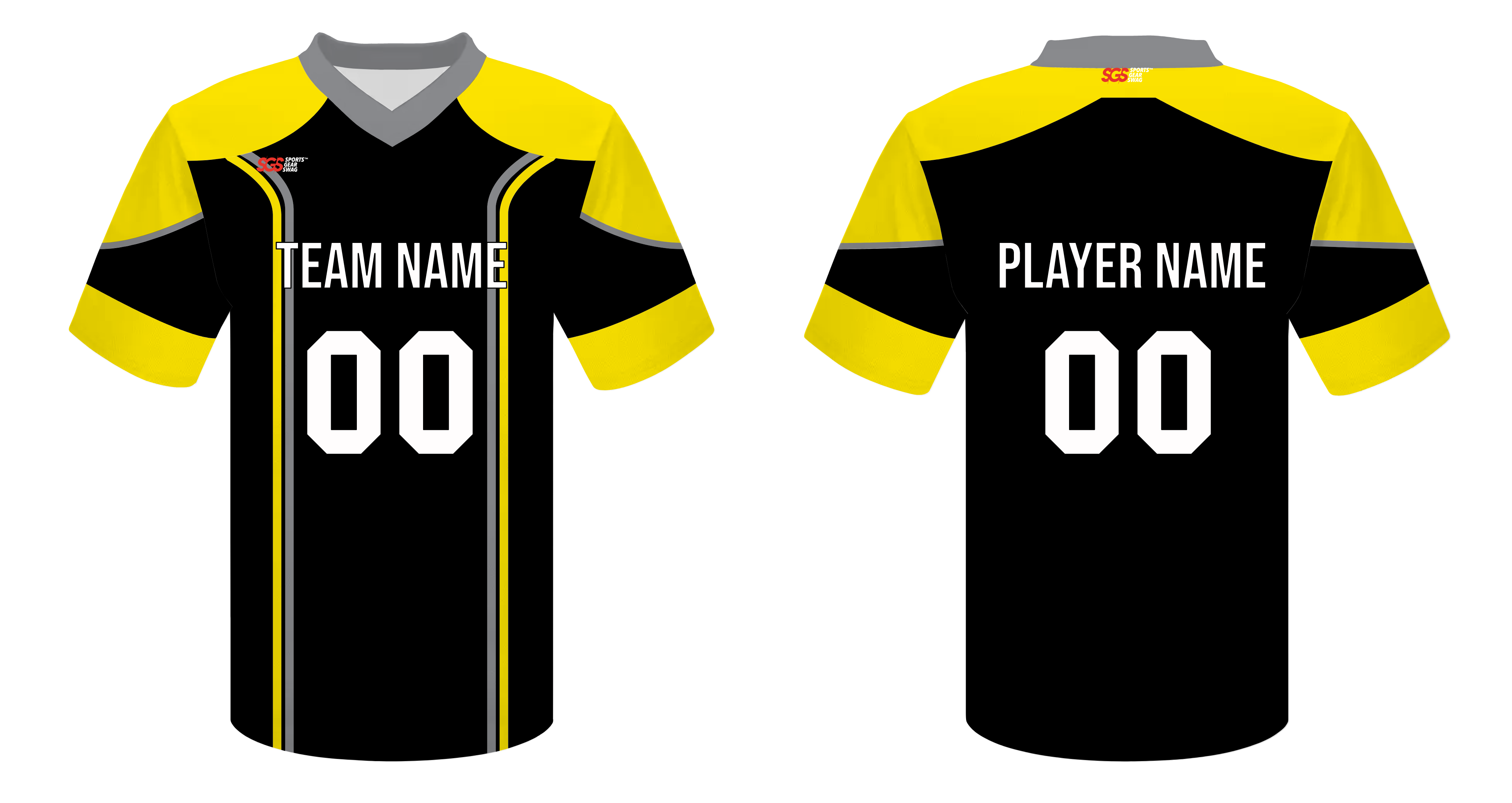 Custom black and yellow solids adult youth unisex football jersey - Jersey