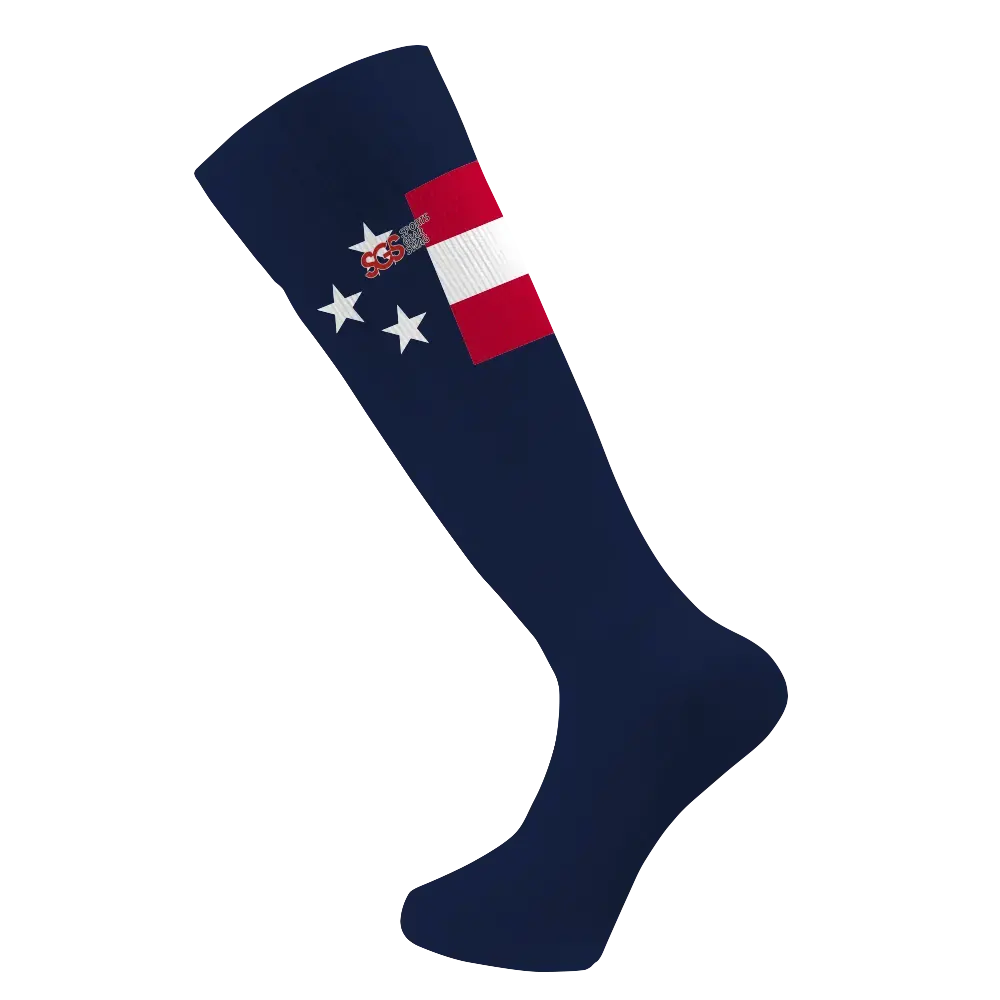 Custom adult youth unisex softball full calf socks white stars - Socks