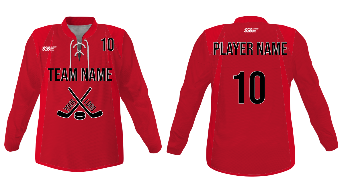 Custom vibrant red youth unisex hockey jersey laces - Jersey