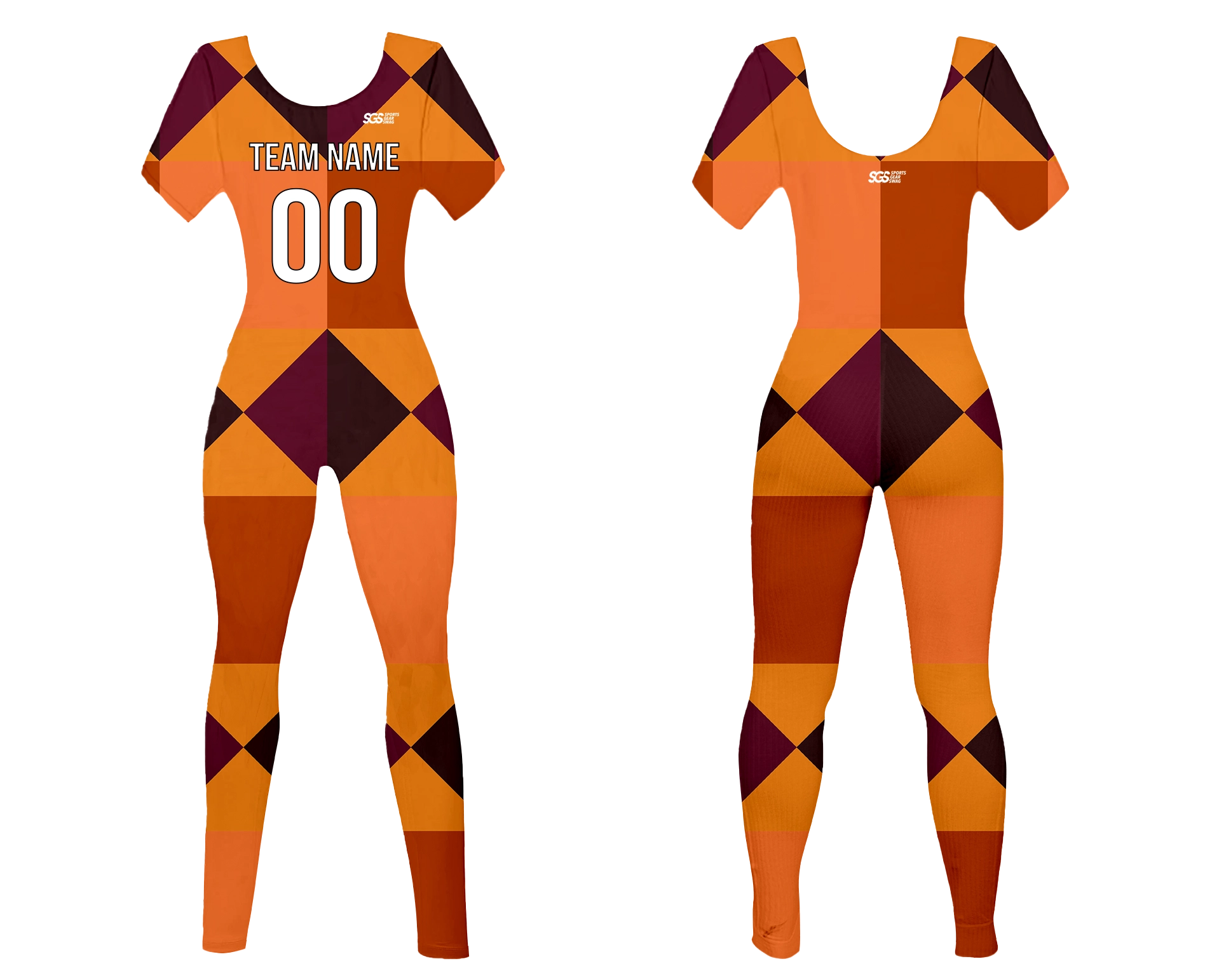 Custom women short sleeve dance bodysuit citrus shapes - Dance-bodysuits