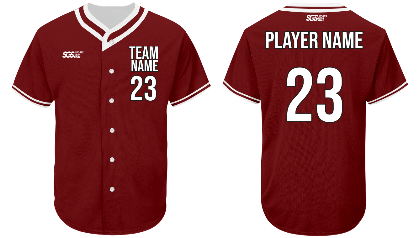 Custom minimal red adult youth unisex full buttons softball jersey - Jersey
