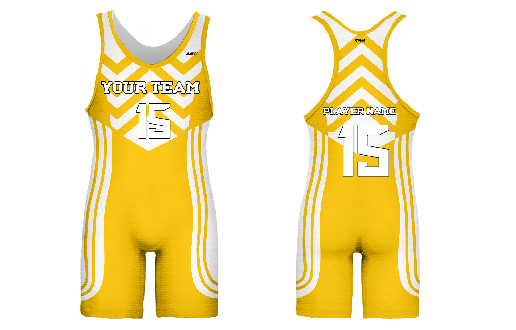 Custom adult youth unisex wrestling suits yellow zig zag - Wrestling-singlets