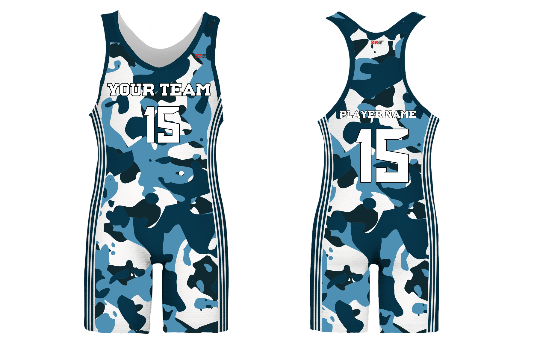 Custom adult youth unisex powerlifting suits navy camo recon - Powerlifting-singlets