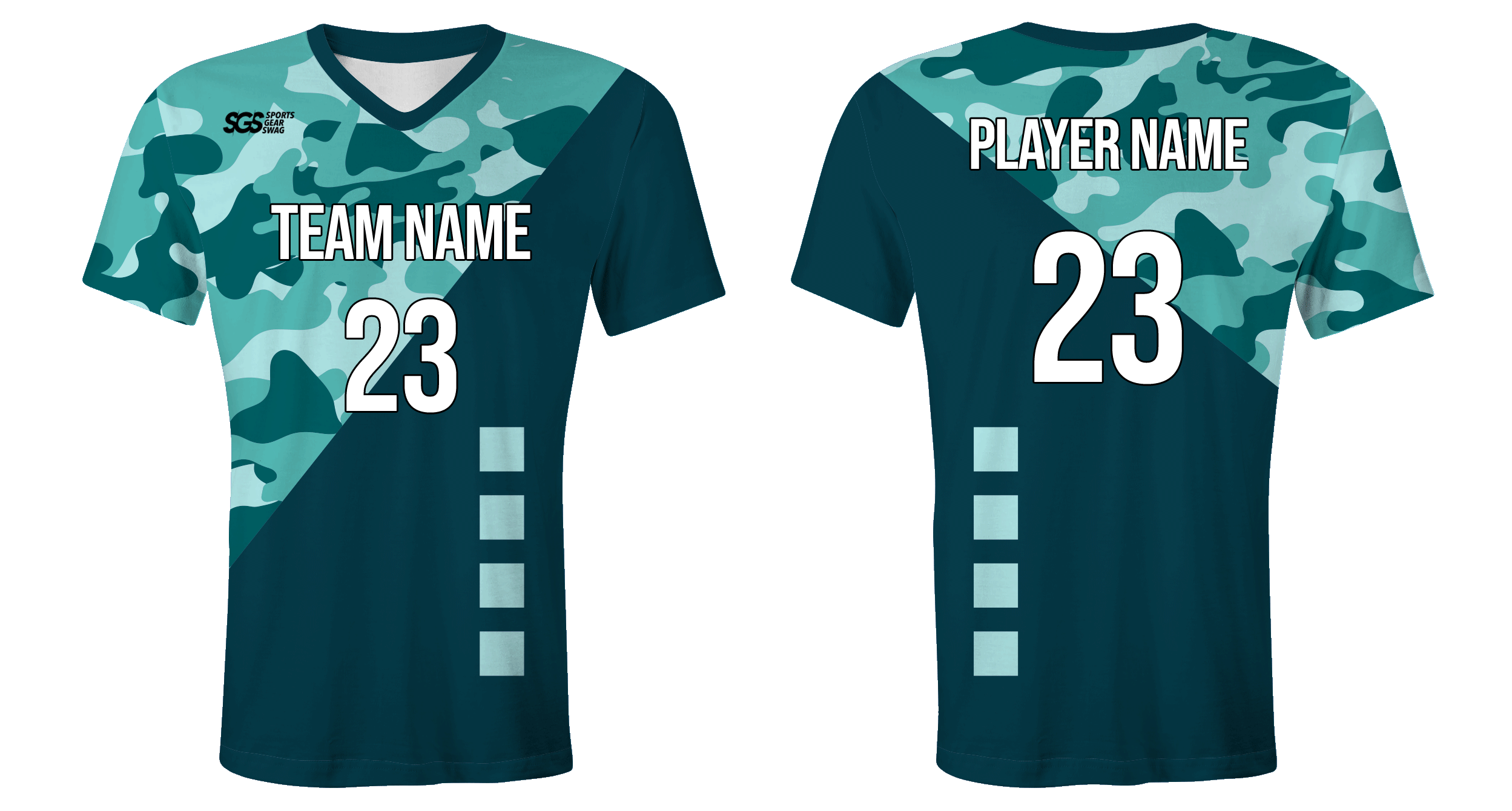 Custom map and square blocks design camo youth unisex cheerleading short sleeve tight fit jersey - Jersey