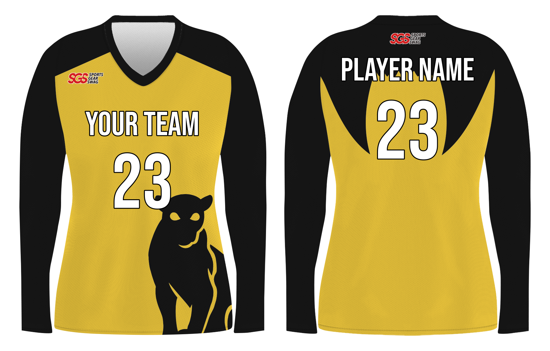 Custom jaguar animals adult youth volleyball long sleeve jersey - Jersey