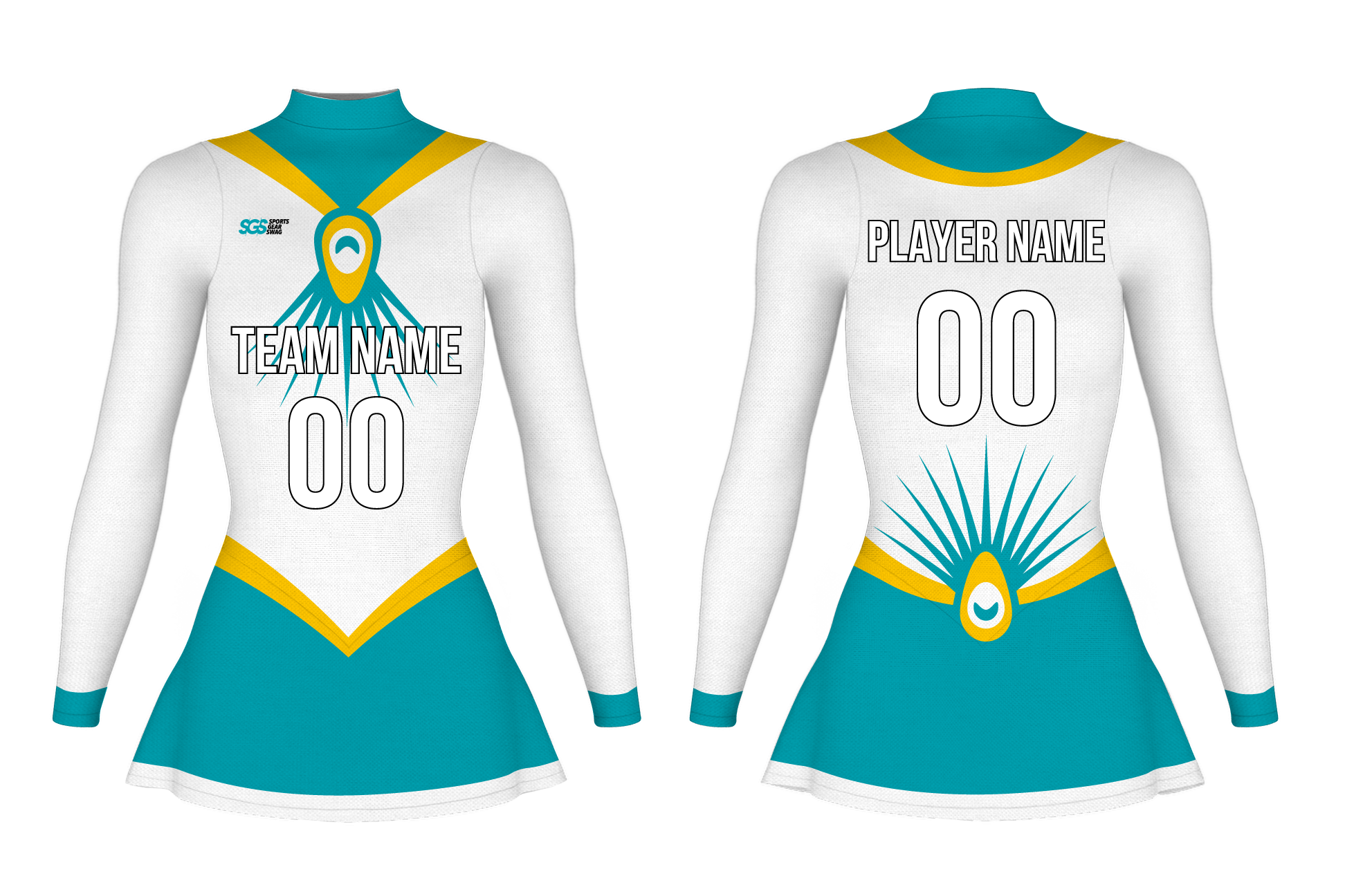 Custom figure skating long sleeve one piece uniform jewel eye frost adult youth plain skirt - Figure-skating-one-piece-uniforms