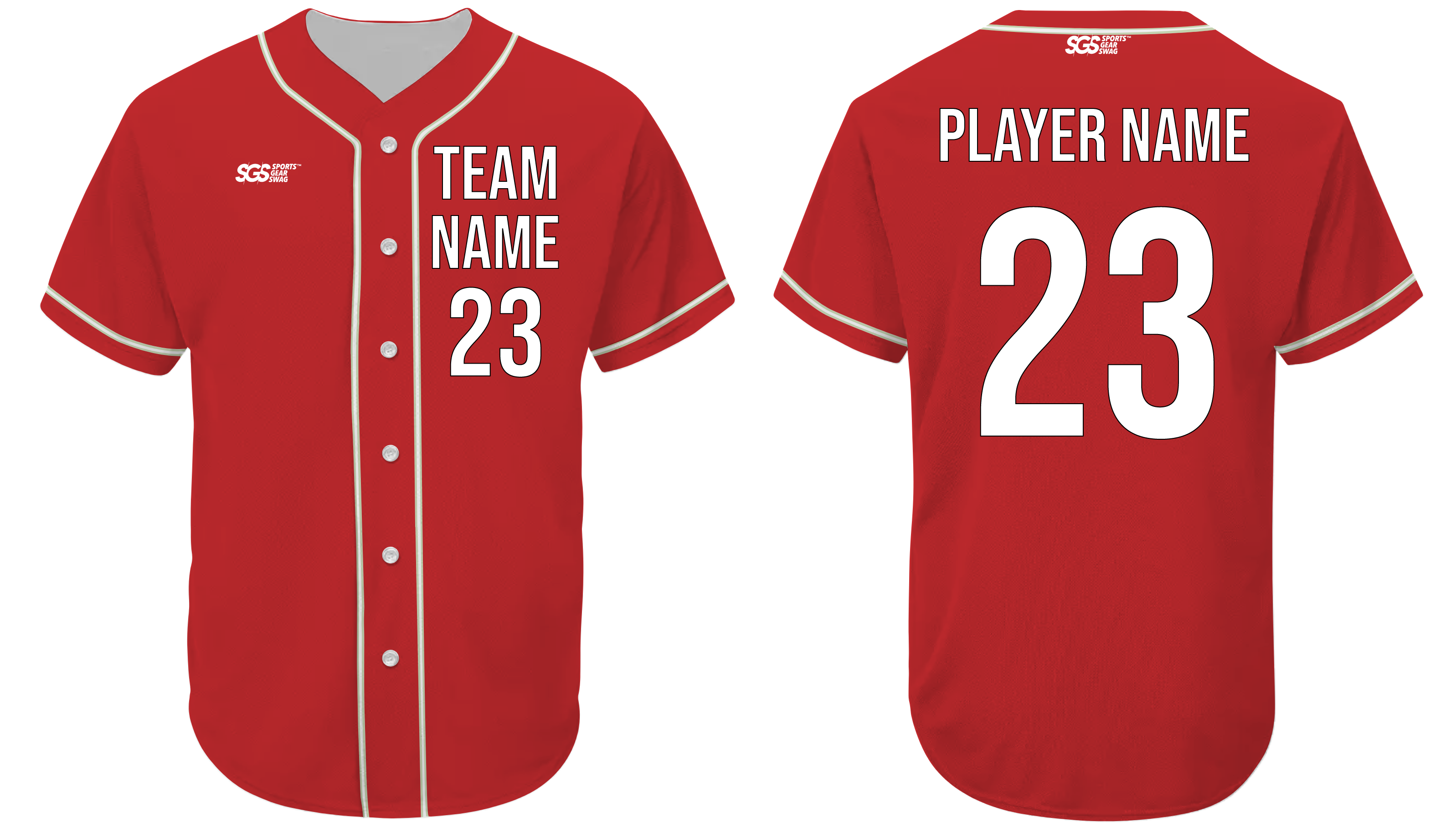 Custom strong red adult youth unisex full buttons baseball jersey - Jersey