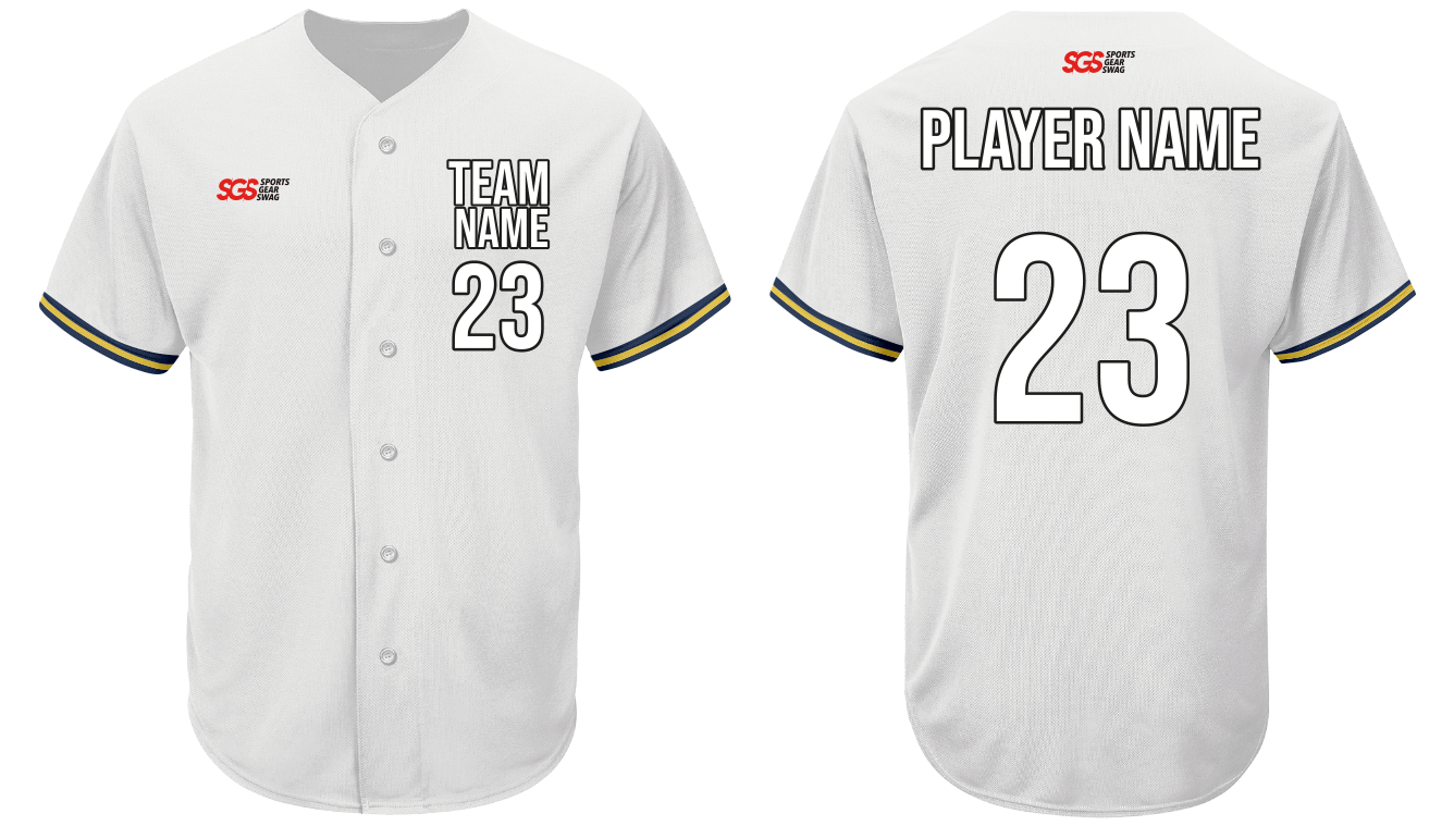 Custom solid white adult youth unisex full buttons softball jersey - Jersey