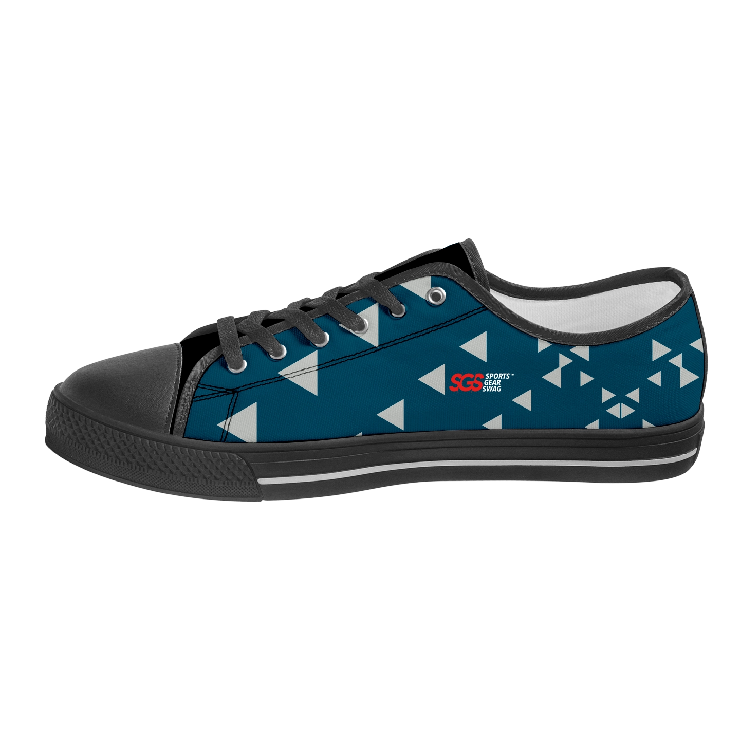 Custom low top canvas shoes black gear - Low-top-shoes