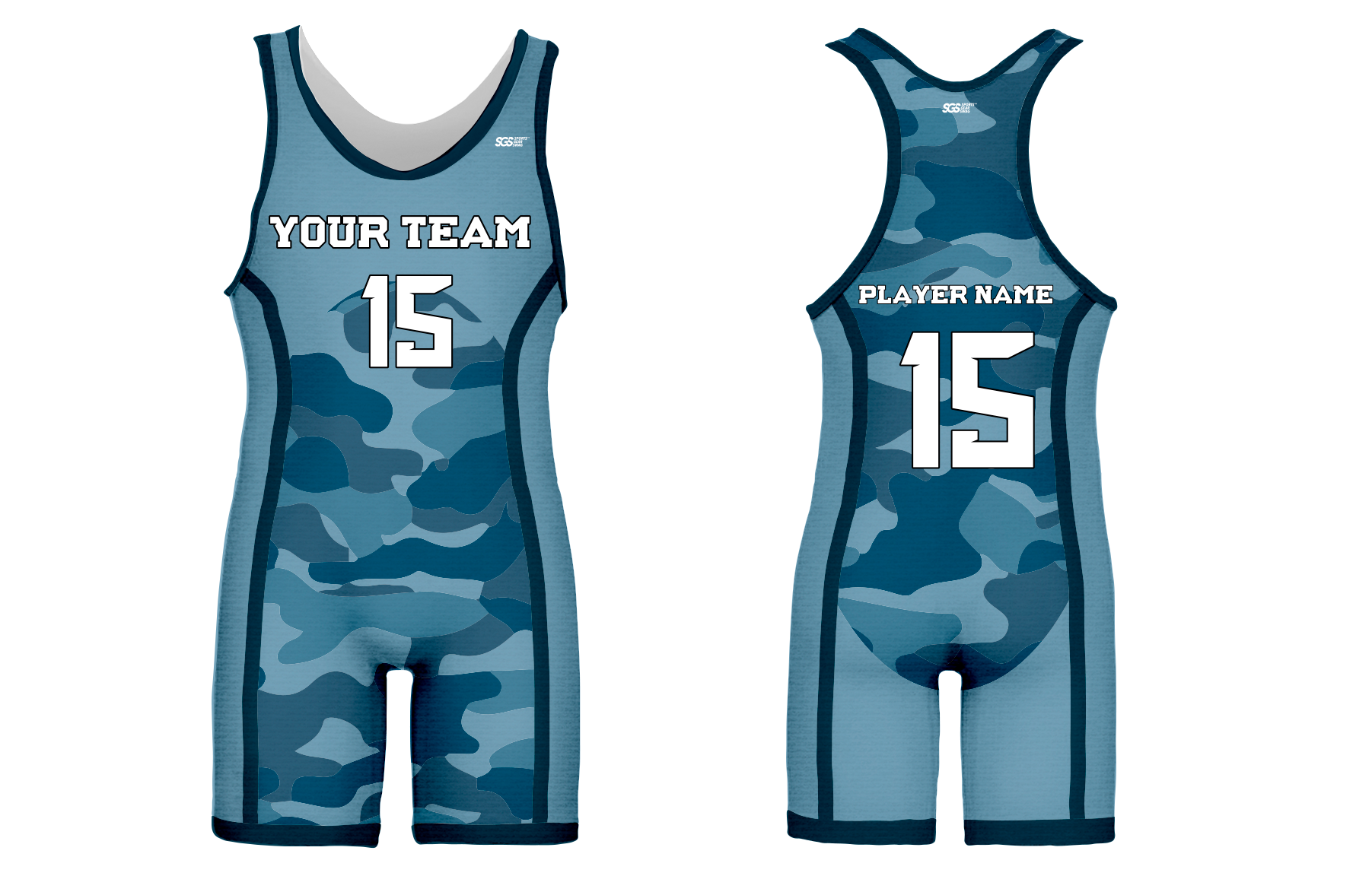 Custom blue recon camo adult youth unisex powerlifting singlets - Powerlifting-singlets