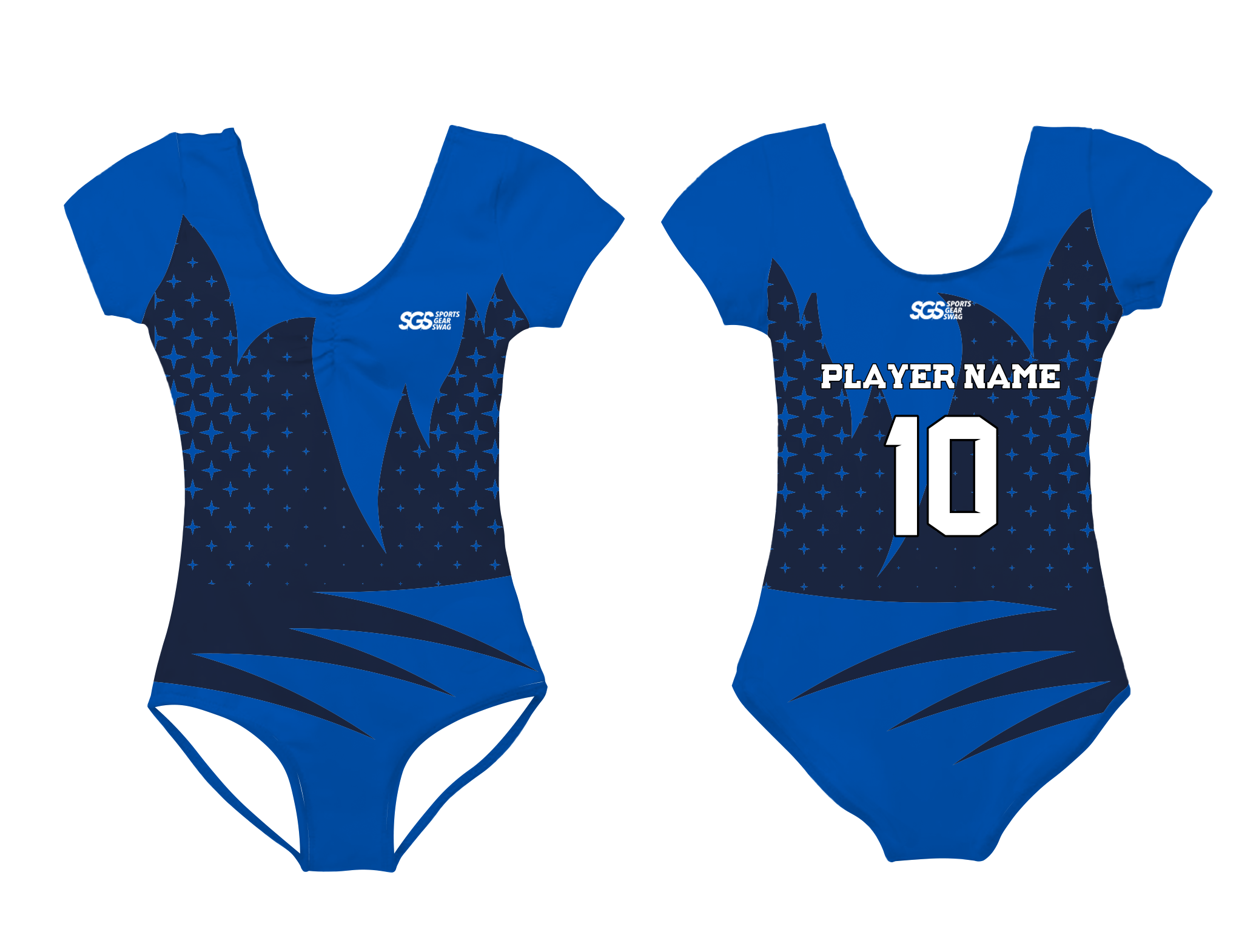 Custom short sleeve  gymnastic uniform adult youth blue flames - Gymnastics-uniforms