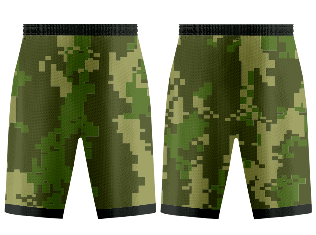 Custom army pixelated camo adult youth unisex basketball shorts - reversible uniform - Short