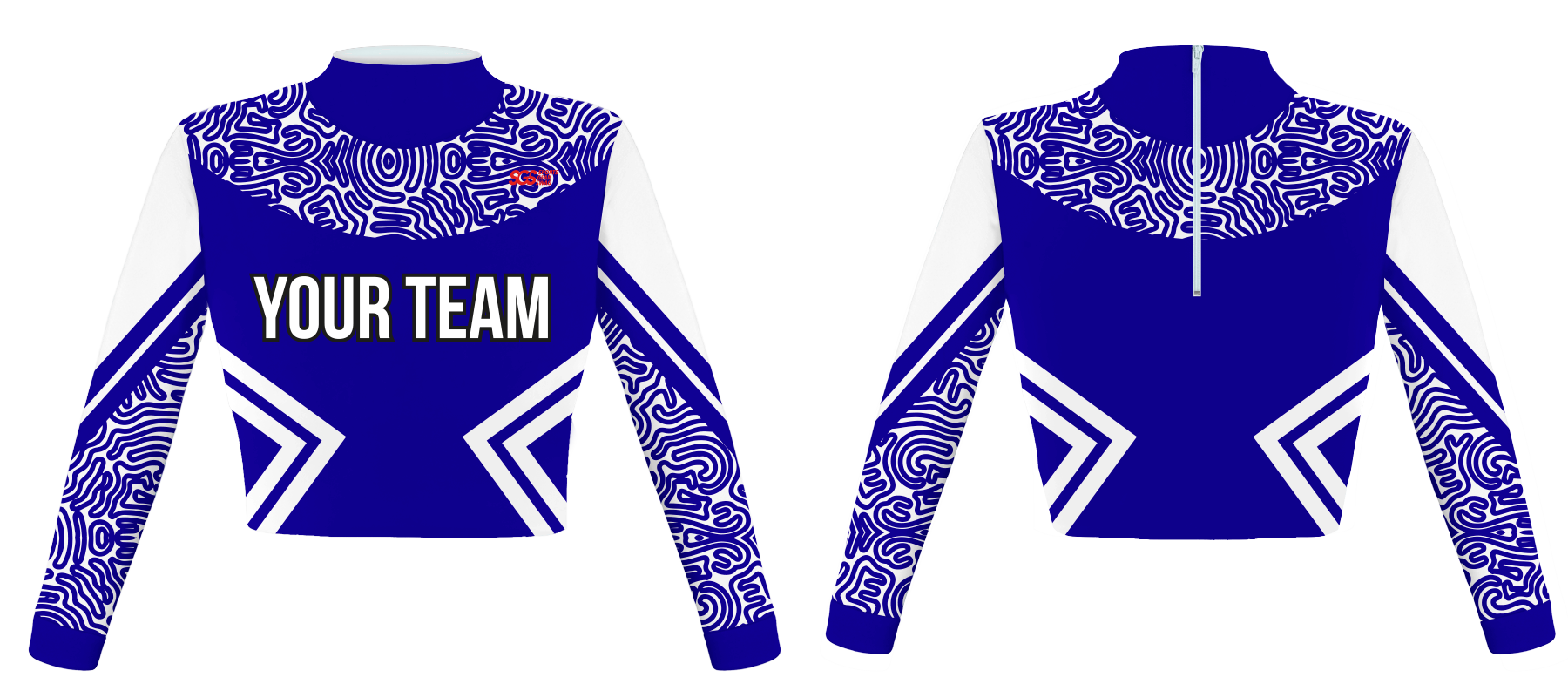 Custom cheerleading uniform royal skyward illusion turtle neck - Jersey
