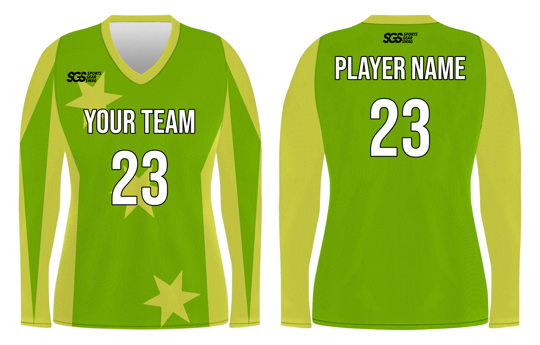 Custom triple stars adult youth volleyball long sleeve jersey - Jersey