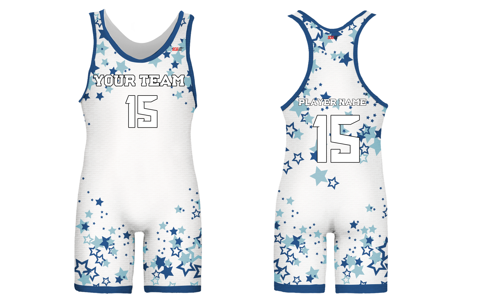 Custom adult youth unisex powerlifting suits blue star blaze - Powerlifting-singlets