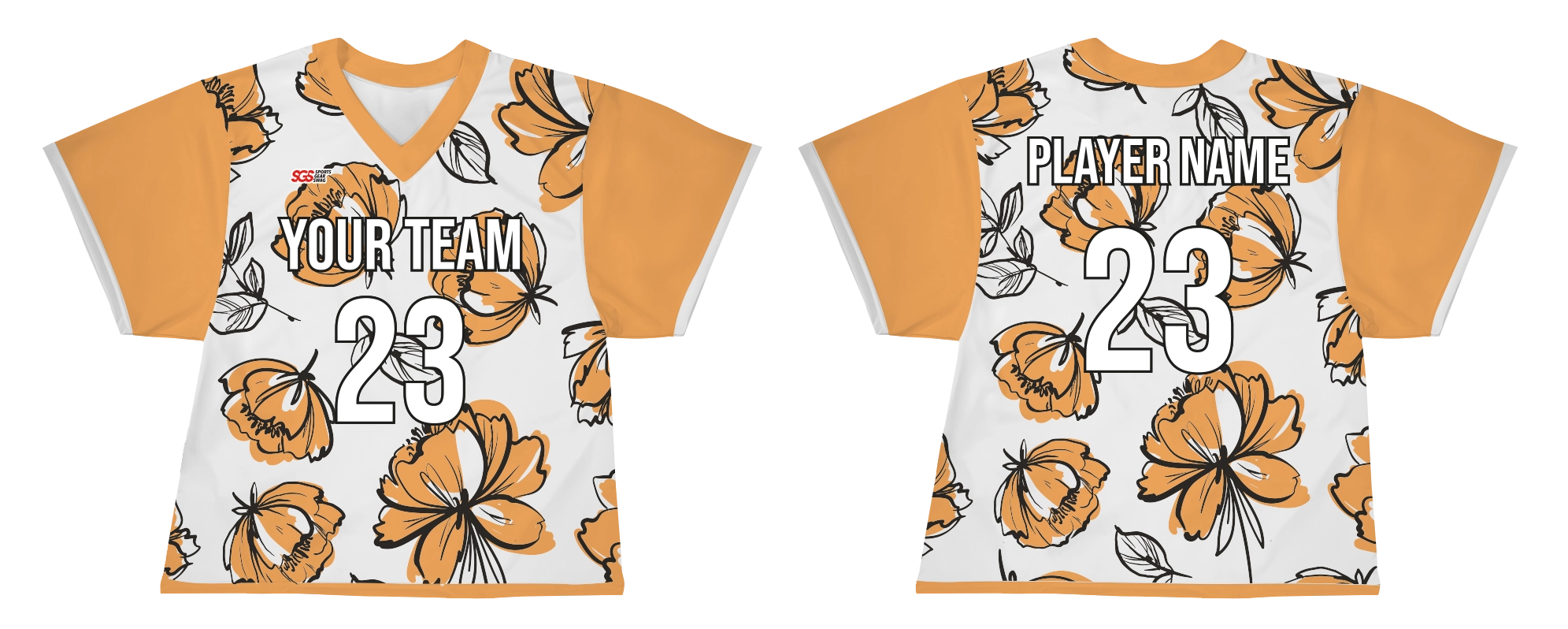 Custom flowers & leaves adult youth unisex lacrosse jerseys - reversible uniform - Jersey