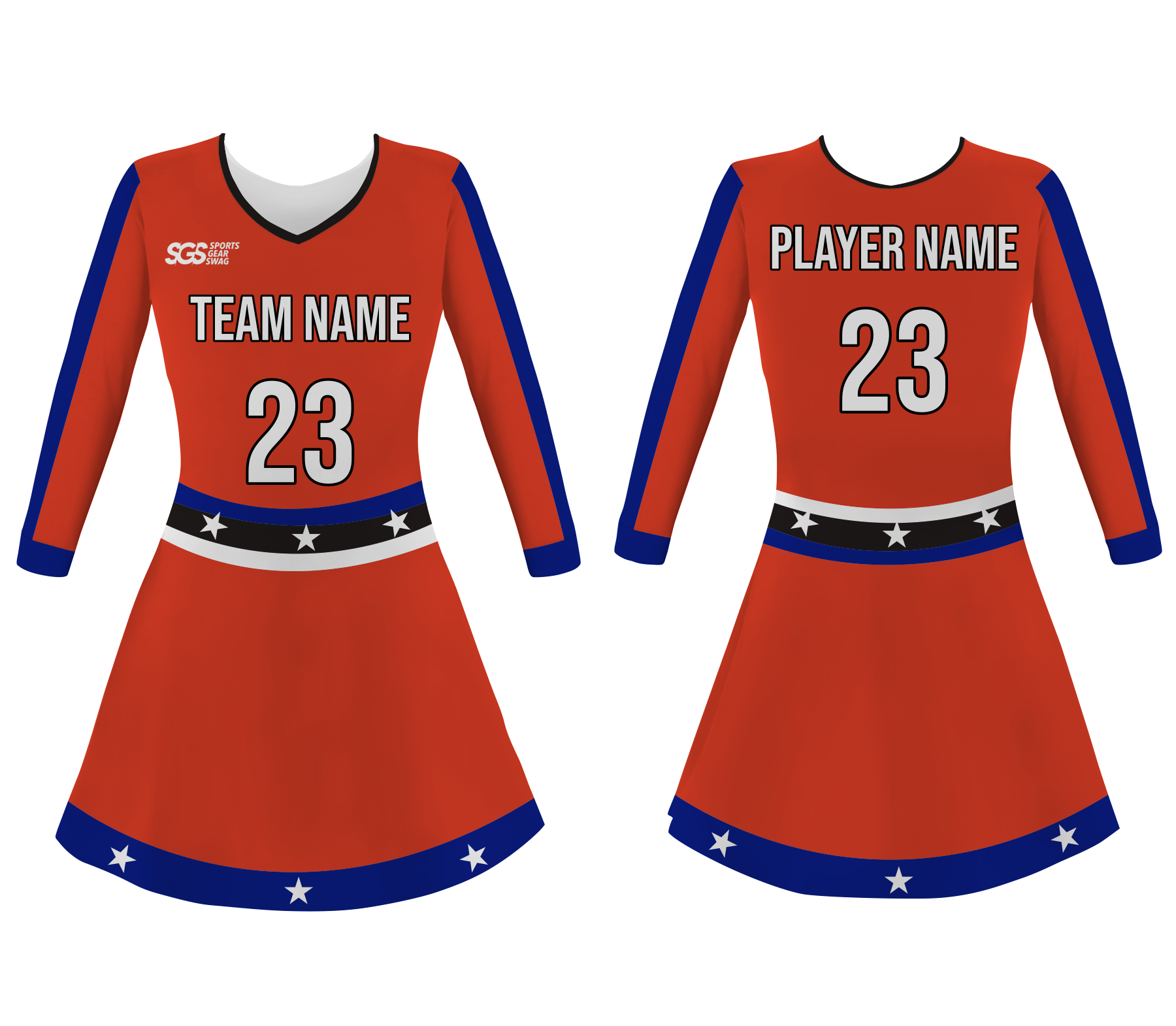Custom lovely adult youth unisex cheerleading dresses long sleeve jersey - Cheerleading-dress