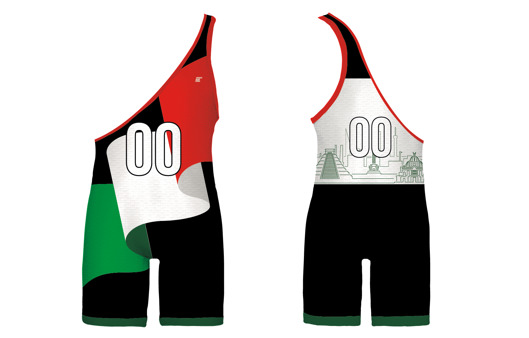 Custom adult youth unisex single strap powerlifting suits mexican pride - Powerlifting-singlets