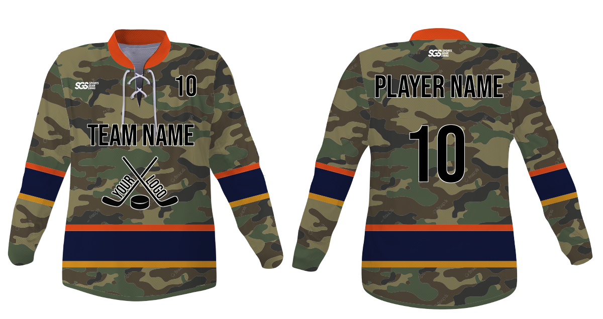Custom  fine camo youth unisex hockey jersey laces - Jersey