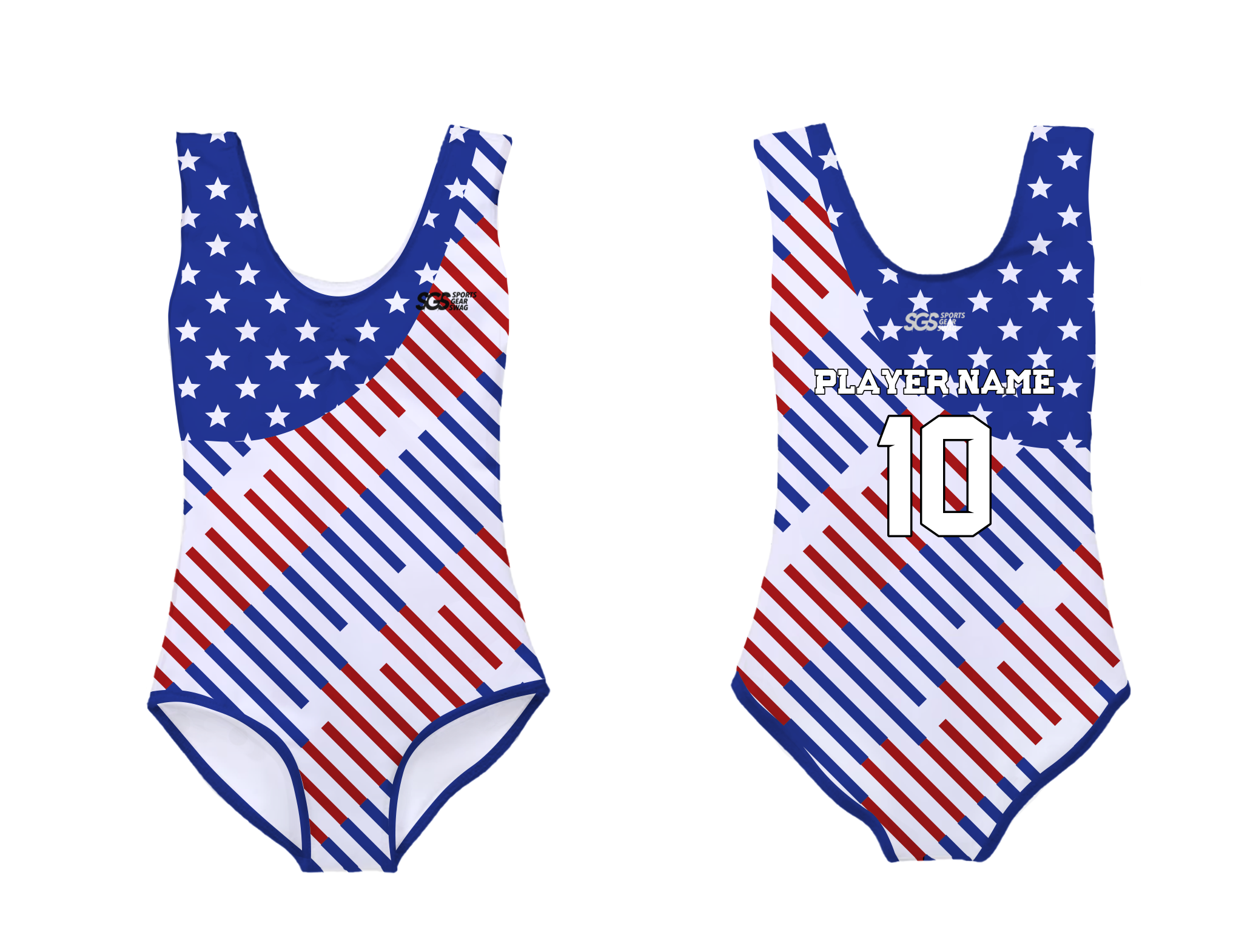 Custom sleeveless gymnastic uniform adult youth patriotic stripes - Gymnastics-uniforms