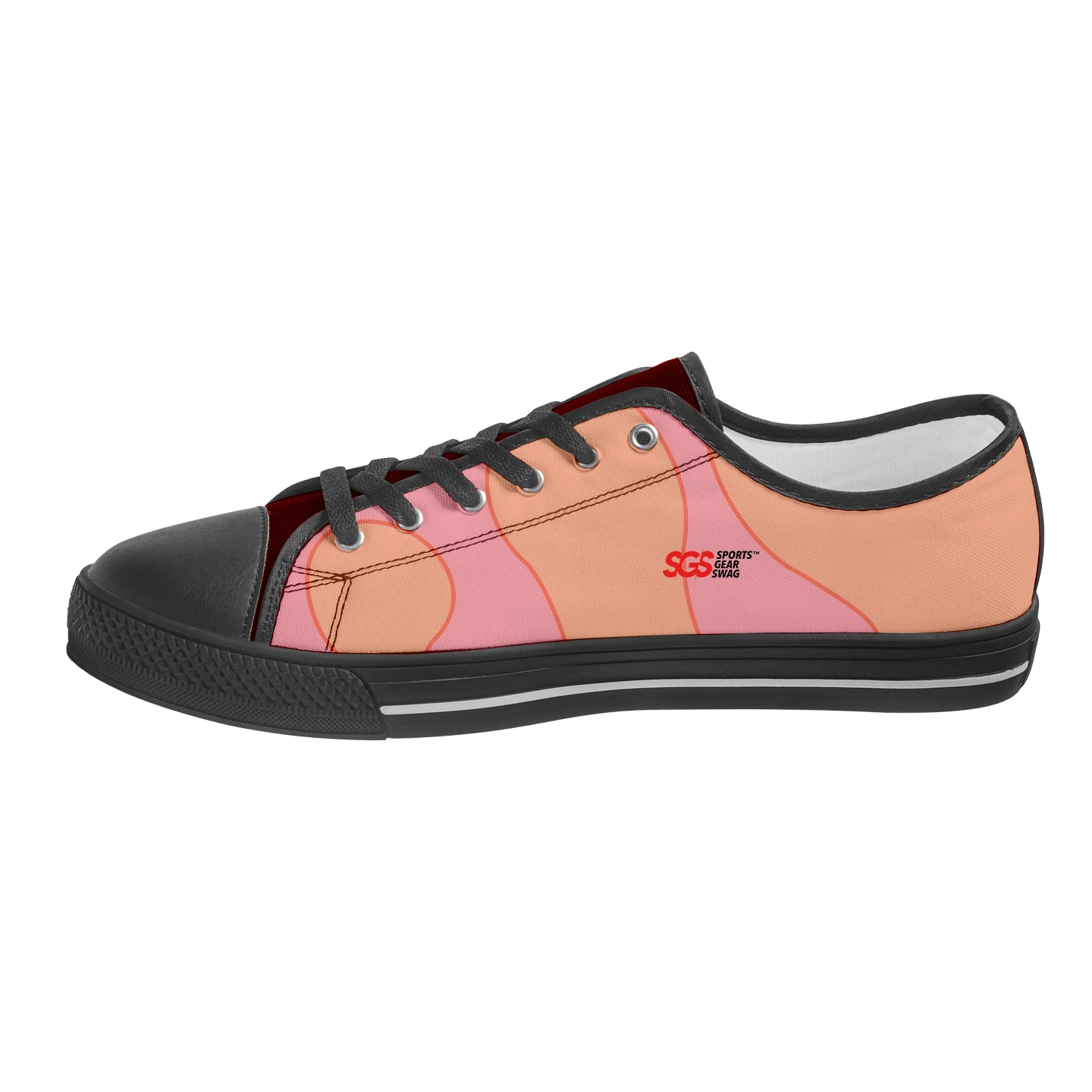 Custom low top canvas shoes black wavy - Low-top-shoes
