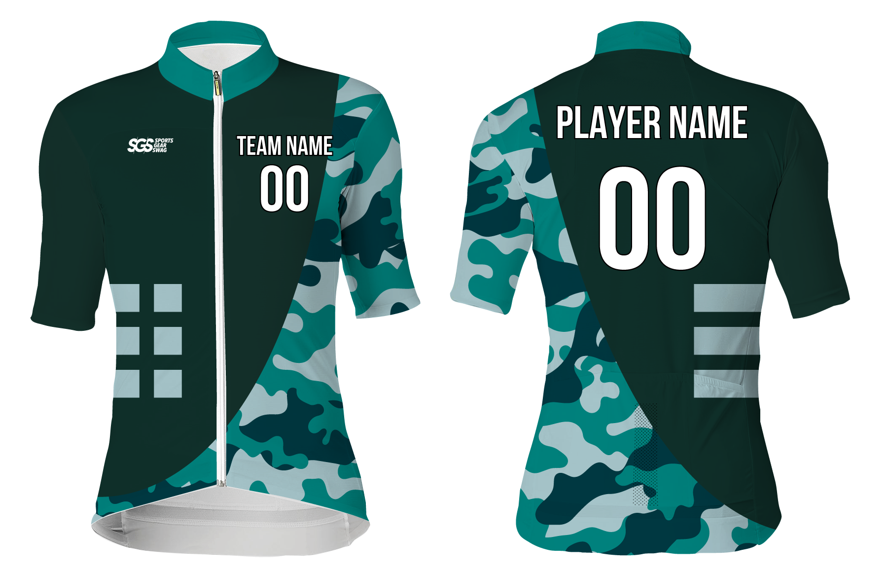 Custom cycling short sleeve adult youth unisex sophisticated camo print - Jersey