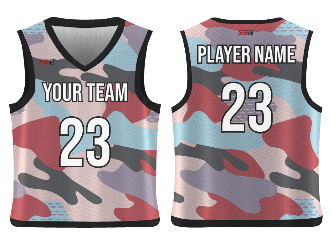 Custom magnified camo adult youth unisex basketball jersey - reversible uniform - Jersey