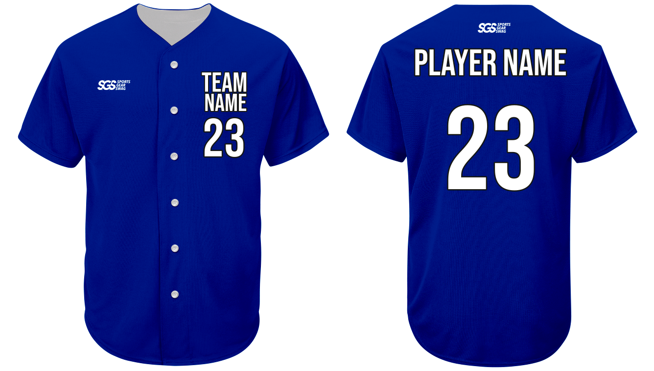 Custom solid blue  adult youth unisex full buttons softball jersey - Jersey