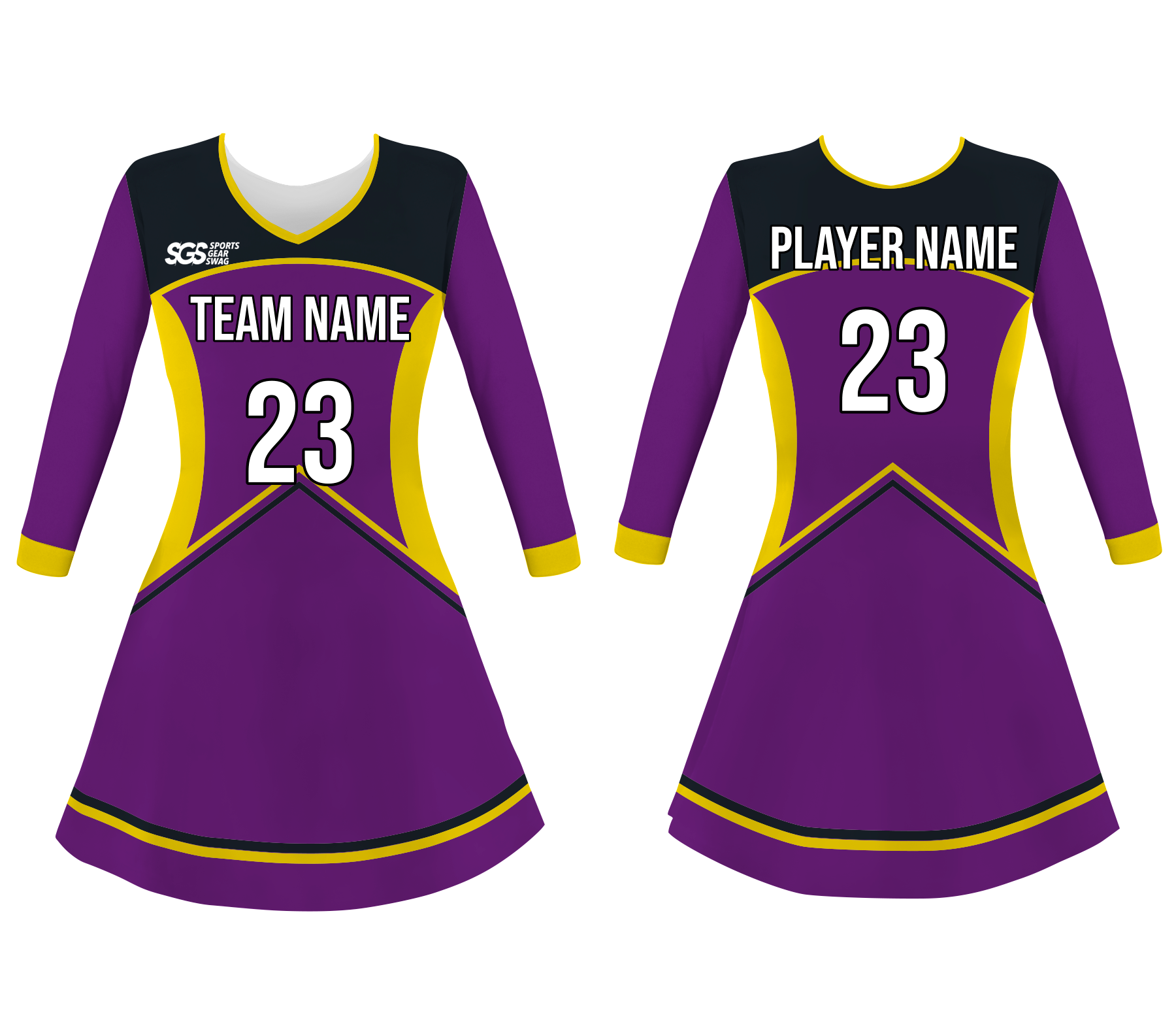 Custom purple adult youth unisex cheerleading dresses long sleeve jersey - Cheerleading-dress