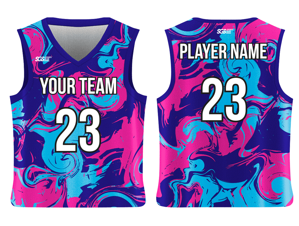 Custom random abstract design adult youth unisex basketball jersey - reversible uniform - Jersey