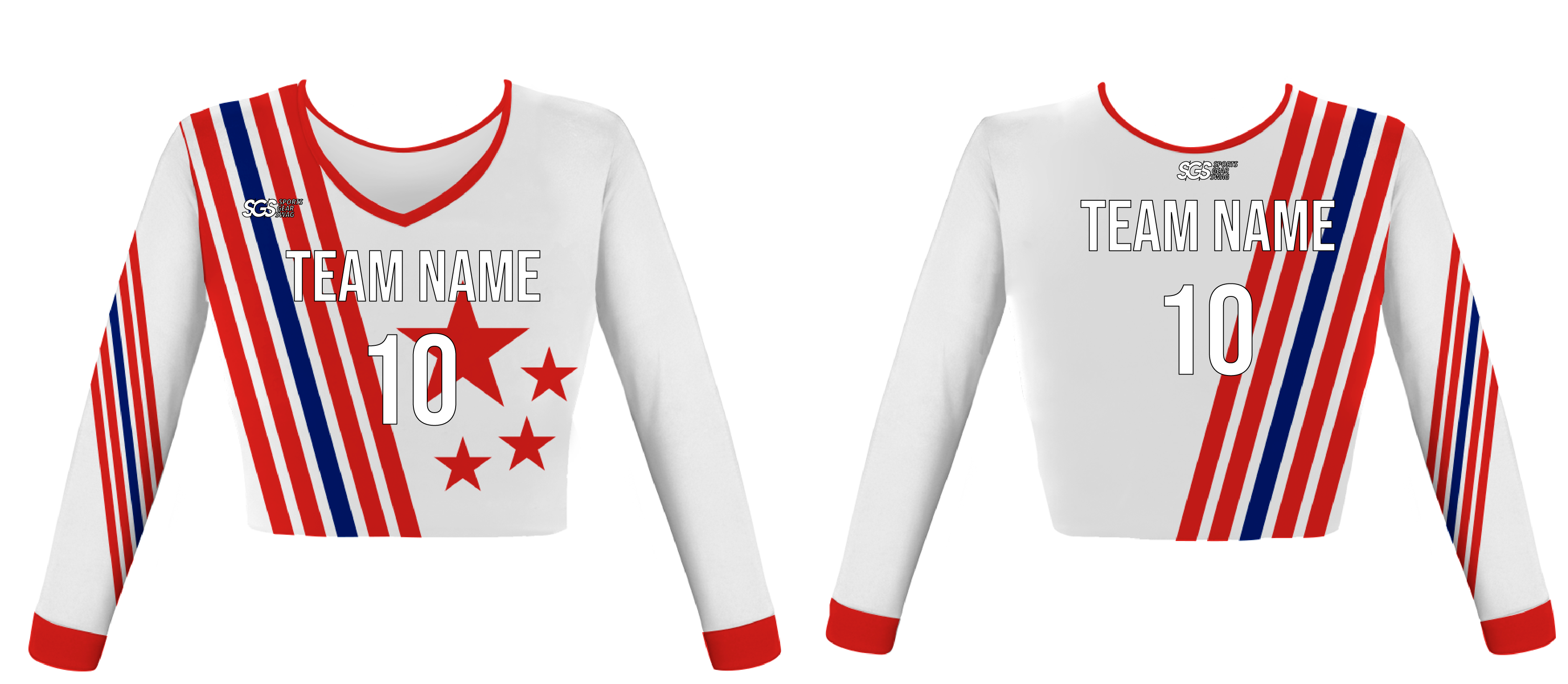 Custom twinkle stars youth adult unisex cheerleading long sleeve crop top jersey - Jersey