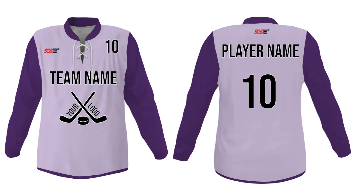Custom solid violet adult youth unisex hockey jersey with laces - Jersey