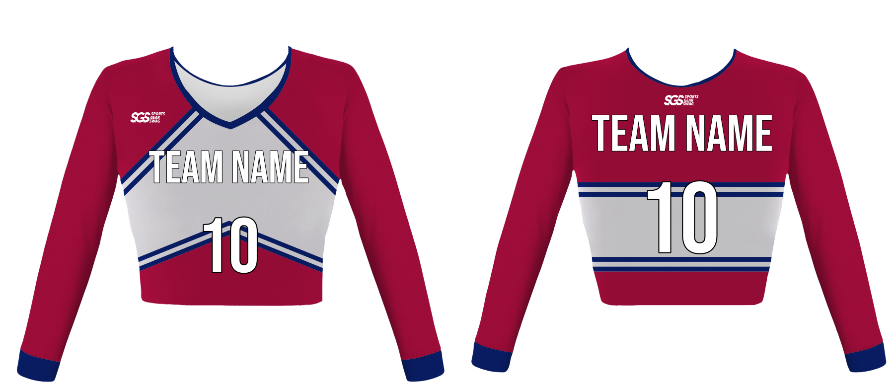 Custom classic solid youth adult unisex cheerleading long sleeve crop top jersey - Jersey