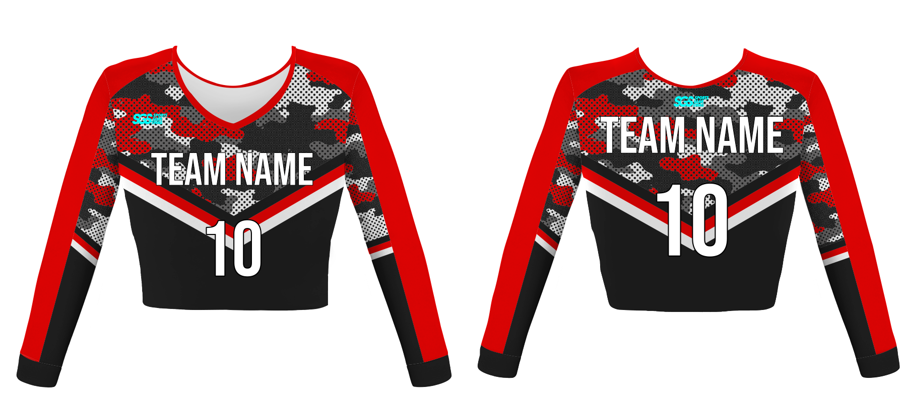 Custom polka dots camo youth adult unisex cheerleading long sleeve crop top jersey - Jersey
