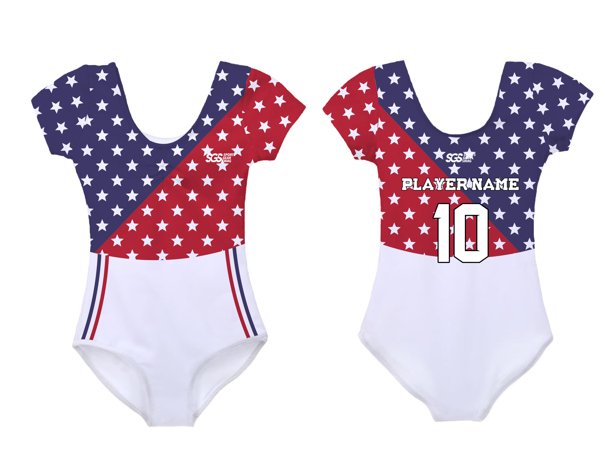 Custom short sleeve  gymnastic uniform adult youth patriotic pride - Gymnastics-uniforms