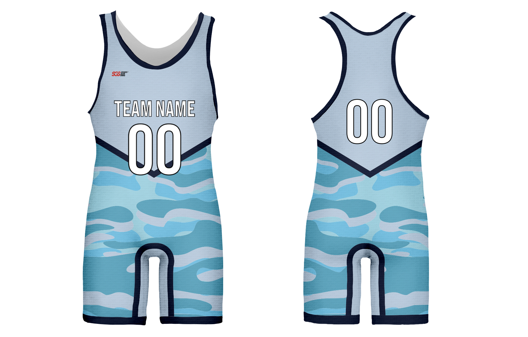 Custom light blue vanguard camo adult youth unisex powerlifting singlets - Powerlifting-singlets