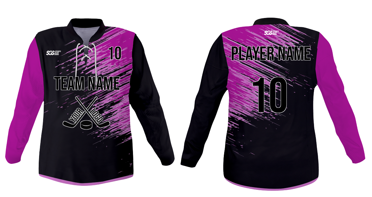 Custom pink scratch youth unisex hockey jersey laces - Jersey