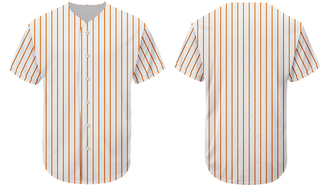 Custom white and orange stripe adult youth unisex full buttons baseball jersey - Jersey