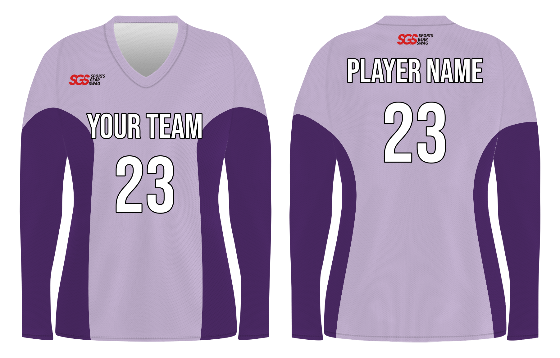 Custom pink solids adult youth volleyball long sleeve jersey - Jersey