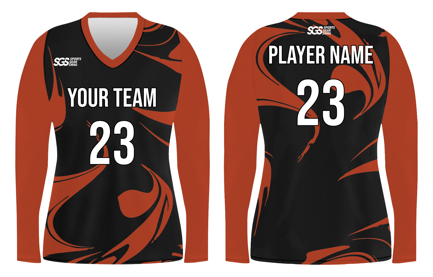 Custom layered abstract adult youth unisex volleyball long sleeve jersey - Jersey