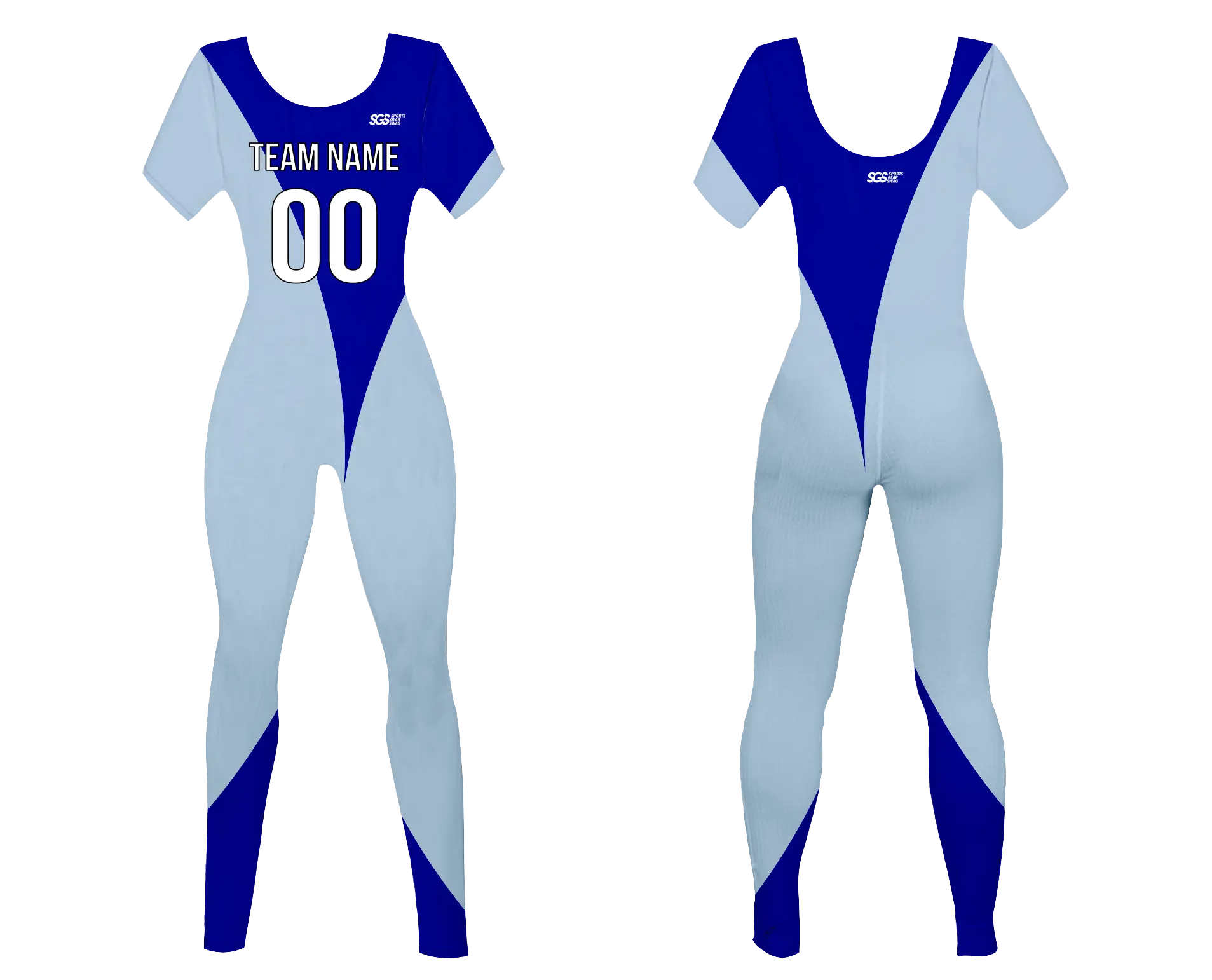 Custom women short sleeve dance bodysuit cerulean breeze - Dance-bodysuits