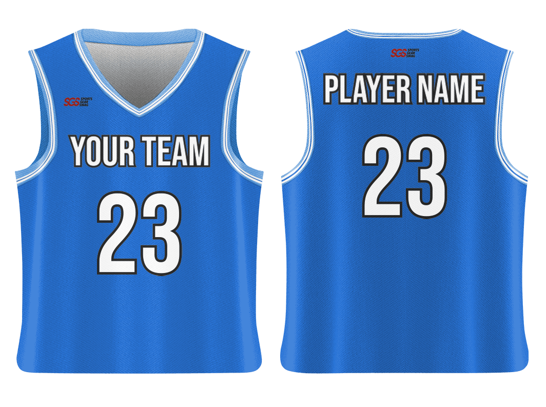 Custom vibrant blue adult youth unisex basketball jersey - reversible uniform - Jersey