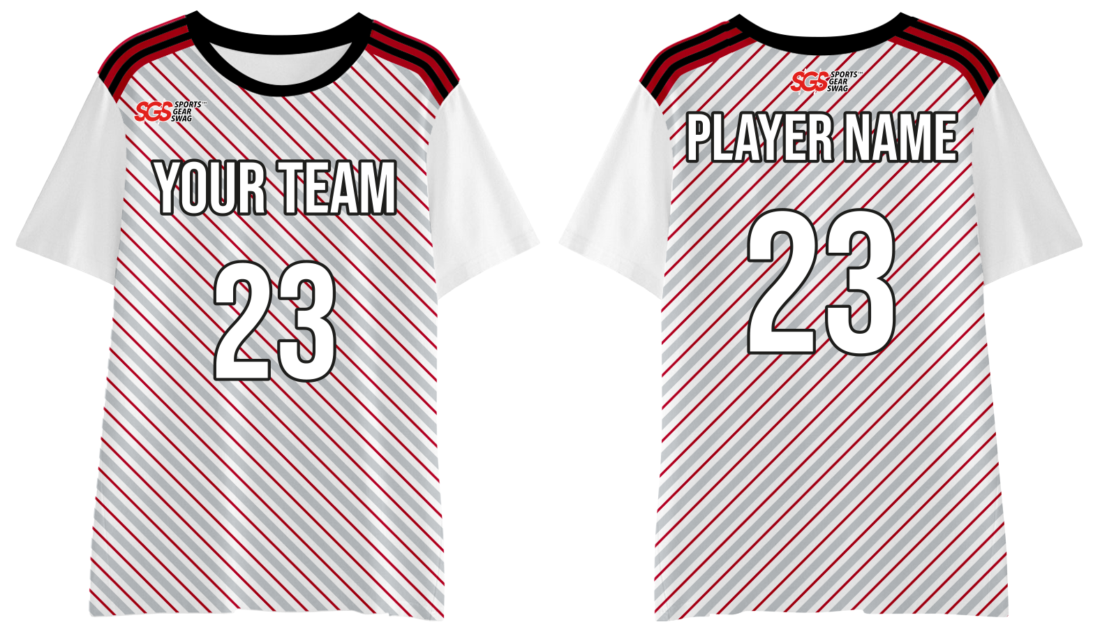 Custom flag football shirt adult youth unisex red ripple stripes - Jersey