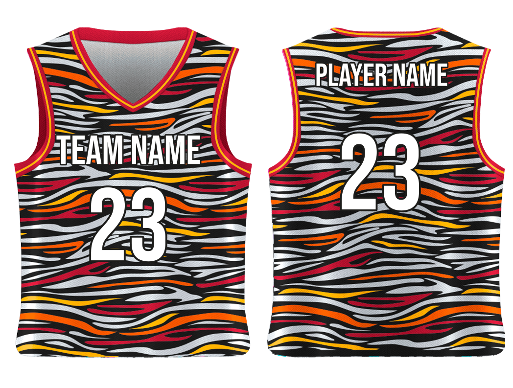Custom tiger animal adult youth unisex basketball jersey - reversible uniform - Jersey