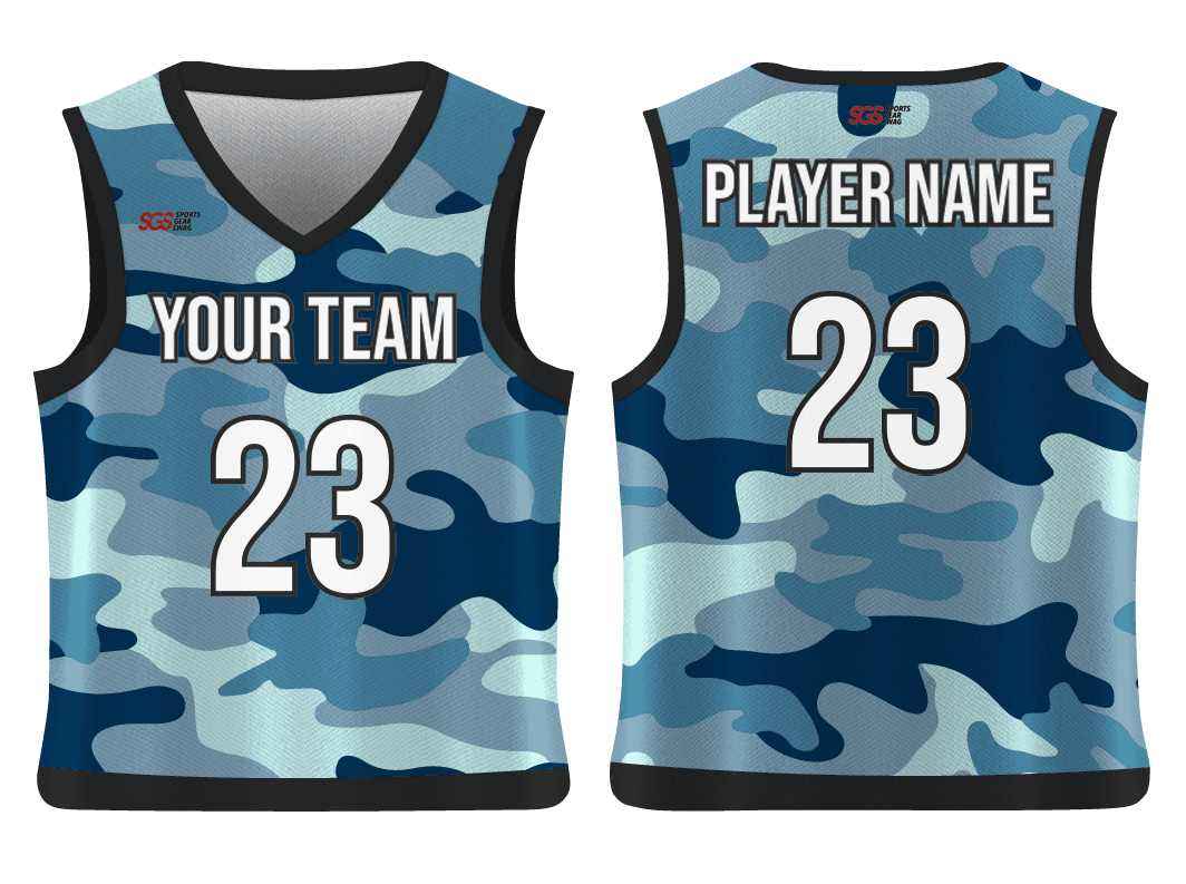 Custom water camo adult youth unisex basketball jersey - reversible uniform - Jersey
