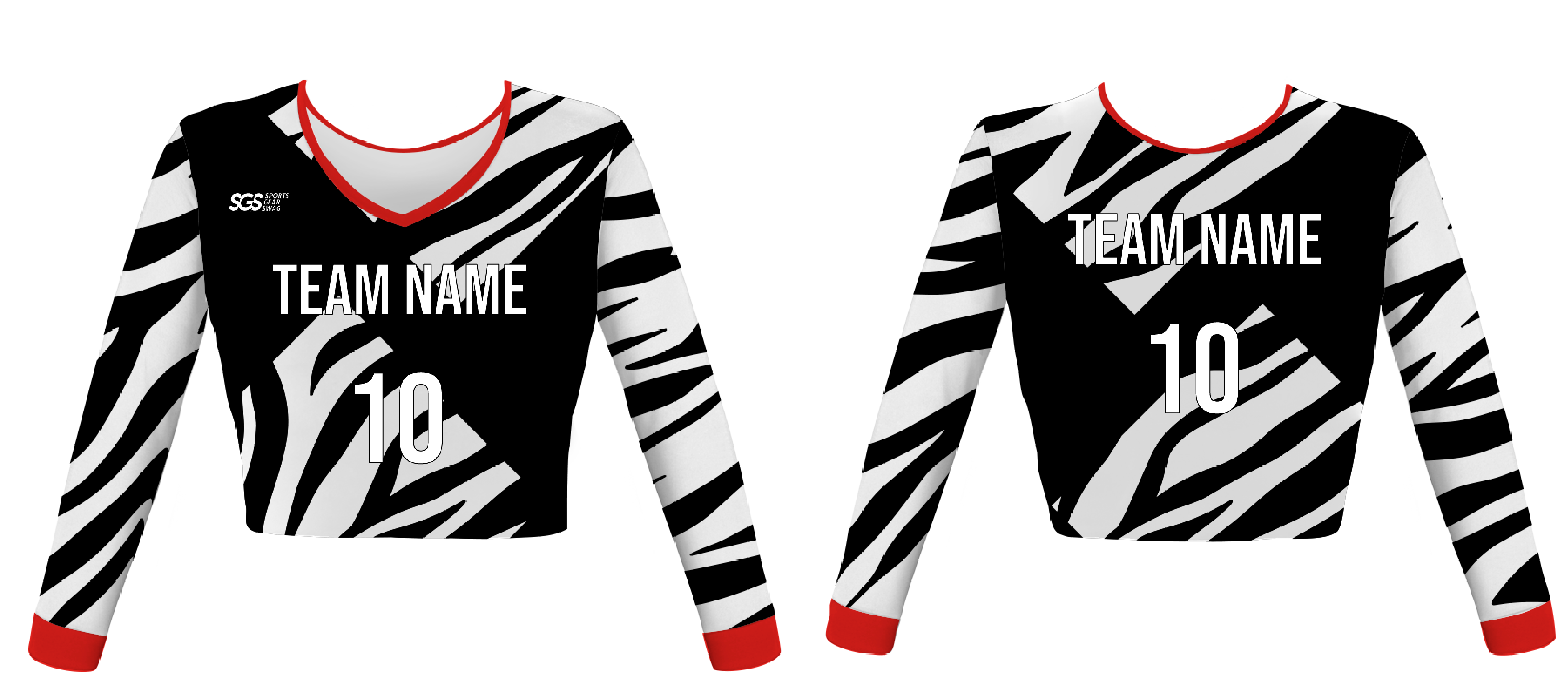 Custom zebra camo design youth adult unisex cheerleading long sleeve crop top jersey - Jersey