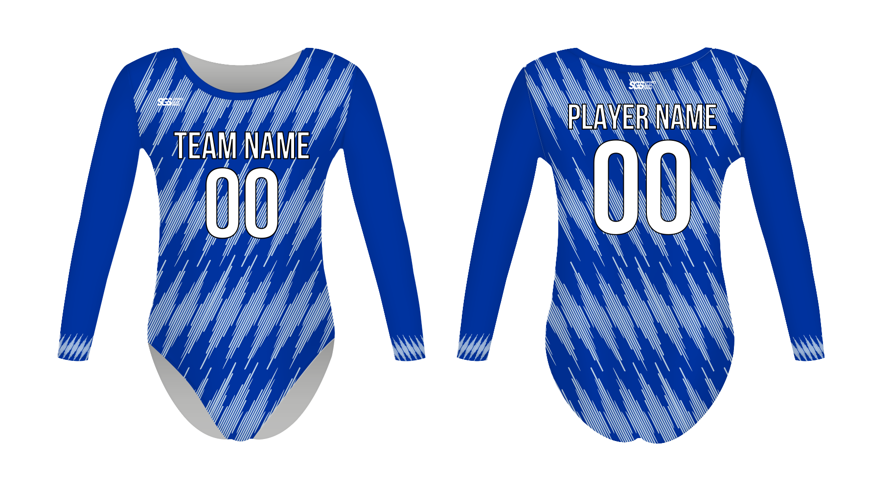 Custom women long sleeve one piece dance uniform royal stripes - Dance-jerseys