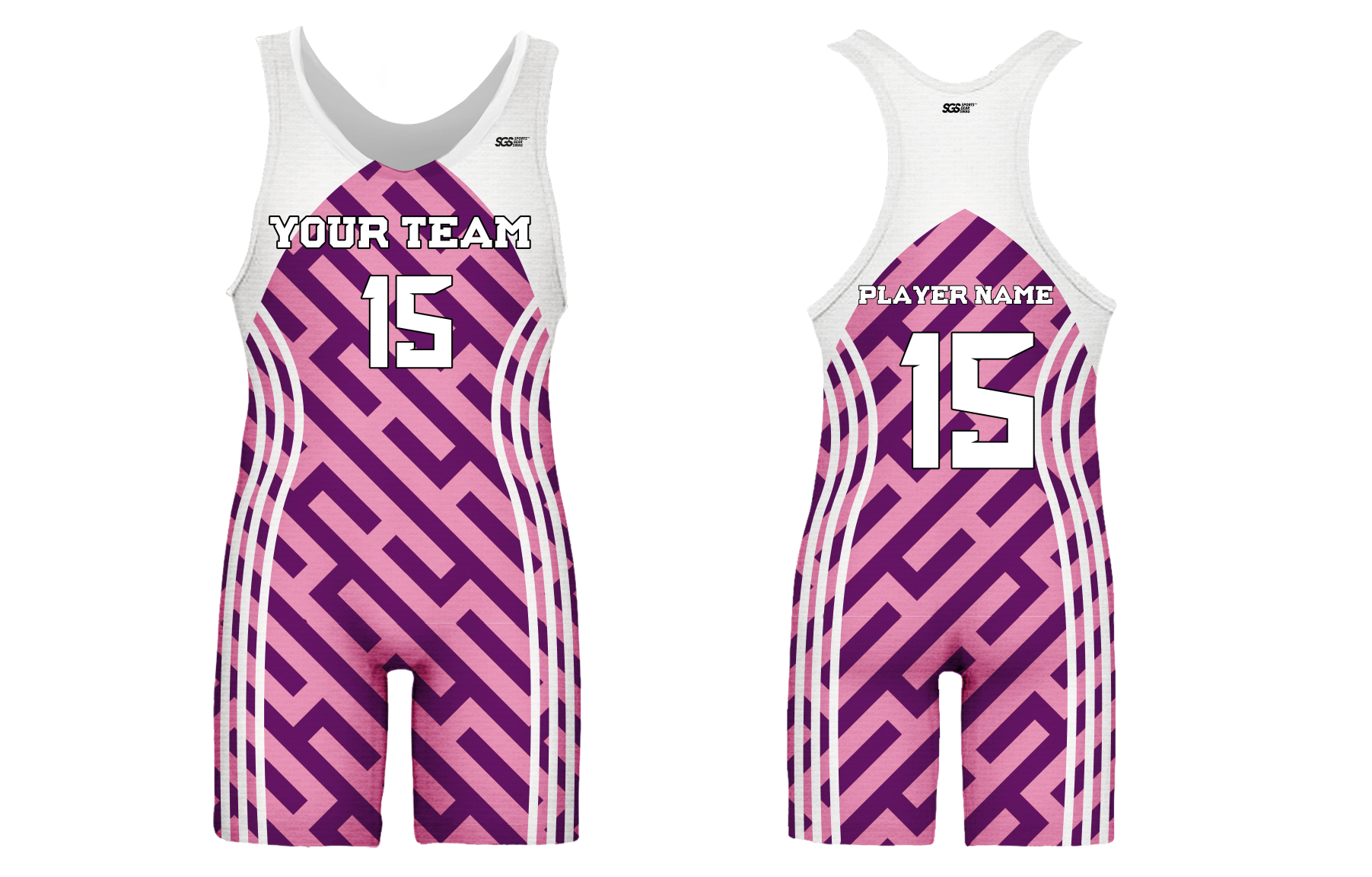 Custom adult youth unisex wrestling suits maze lines - Wrestling-singlets