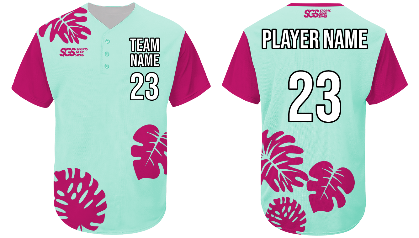 Custom big leaves three buttons adult youth unisex softball jersey - Jersey